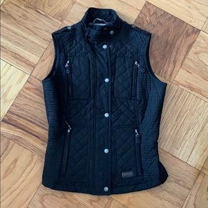 Barbour quilted vest with leather trim